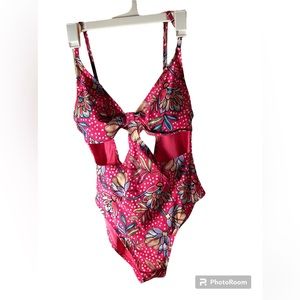 Tabitha Brown French Cut 1pc Swimsuit Women’s Med 8-10 Bathing Suit Pink…